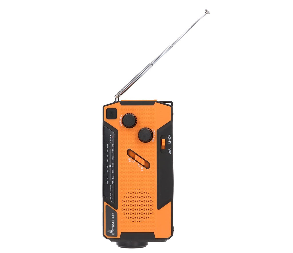 Extralink RADIO AWARYJNE SOLARNE Z KORBKA DYNAMO POWERBANK 4000MAH Z LATARKA SOS SR-4000 Portable Analog Black  Orange