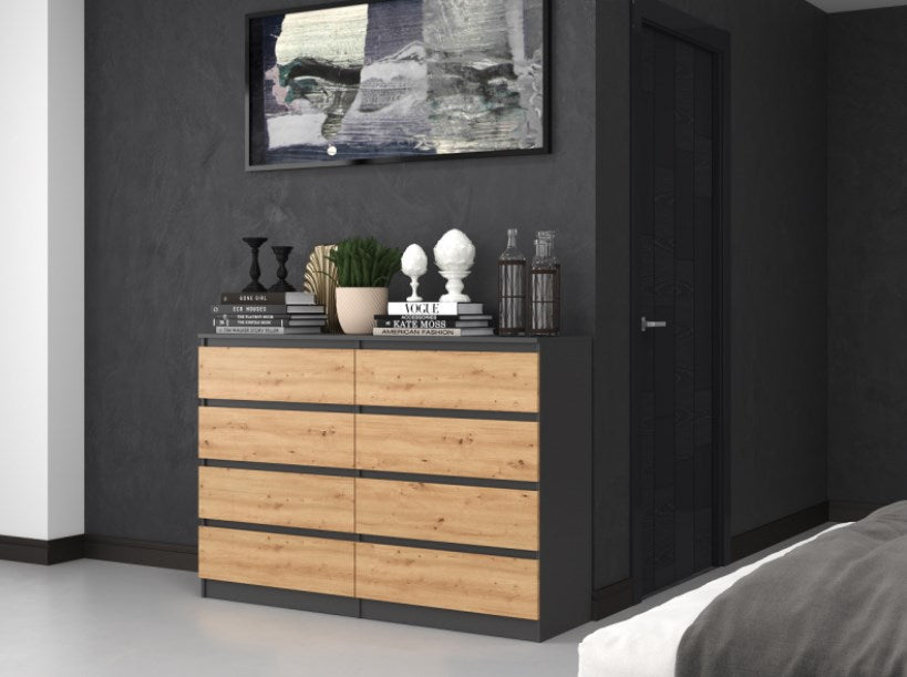 Malwa M8 Chest of Drawers 140 cm Anthracite/Artisan Oak