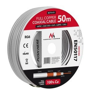 Maclean Coaxial Cable  Satellite Antenna Cable  RG6 1.02CU+4.8FPE+CU/P+32*0.12CU+6.8PVC  50M  MCTV-471