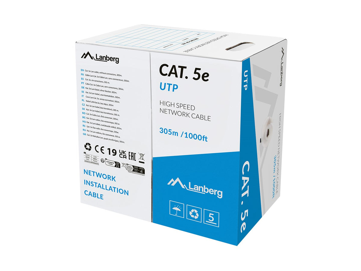 Lanberg LAN Cable UTP Cat.5e 305 m Solid CU LSZH Grey LCU5L-11CU-0305-S