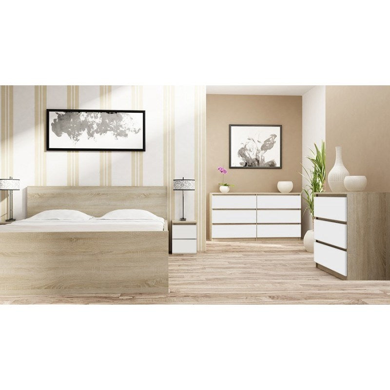 M2 Topeshop Nightstand 2 Drawers Sonoma Oak White