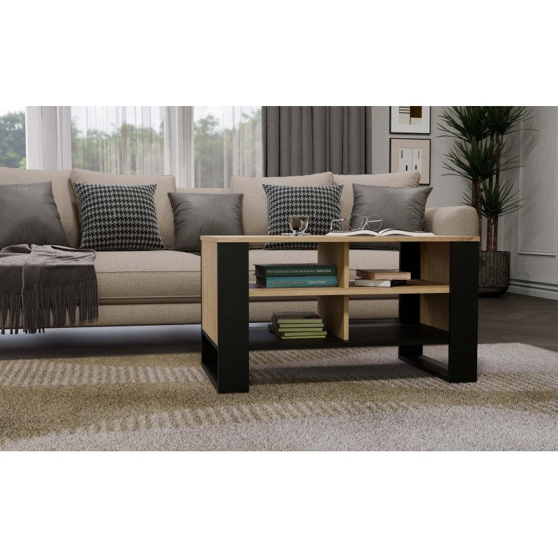 MODERN 4P Coffee Table Artisan Oak/Black with Black Legs - Model: MODERN 4P