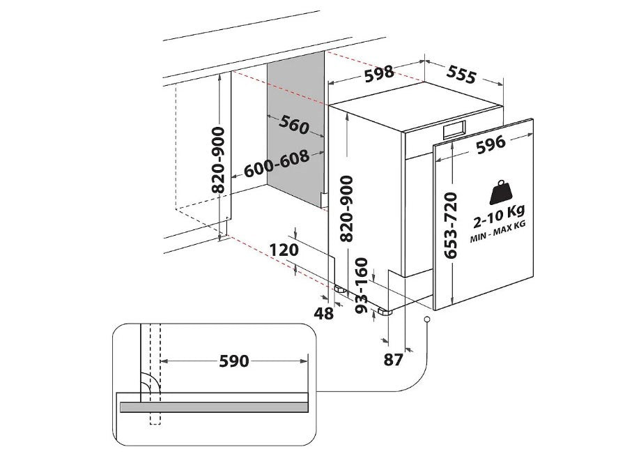WHIRLPOOL WH7ITD14C6N6 built-in dishwasher  60 cm  46 dB  14 place settings