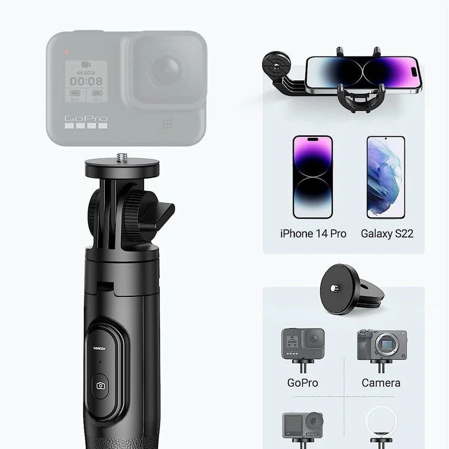 UGREEN LP586 Selfie Stick Tripod with Bluetooth Remote 1.5 m – Black Photography and Film Stands and Grips Model: 150022