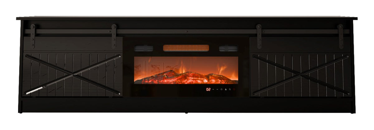 Cama MEBLE Fireplace Cabinet Black Gloss 2000x2045x425 GRANERO+KOM C/C