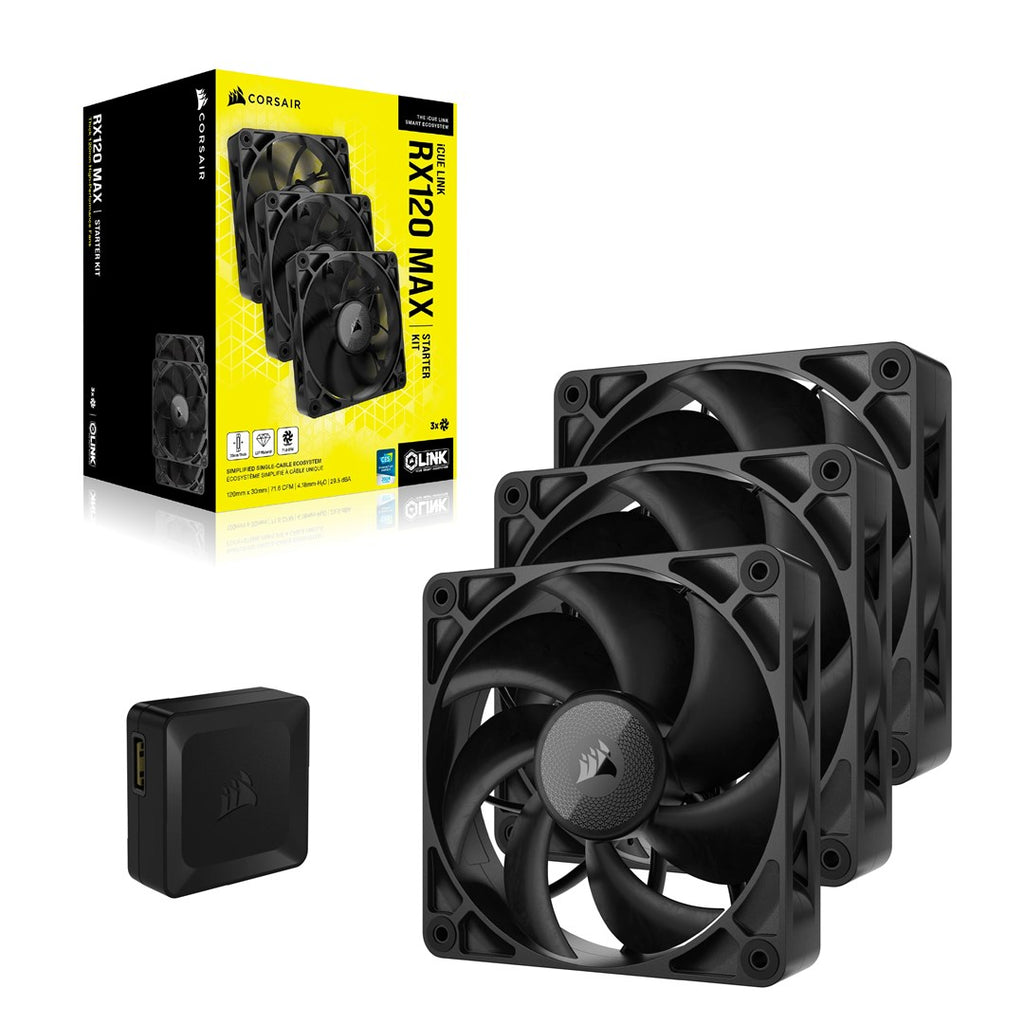 CORSAIR iCUE Link RX120 MAX Starter Kit - Case Fans - 120 mm (Pack of 3) (CO-9051042-WW)