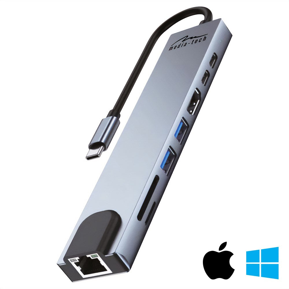 MEDIA-TECH MT5046 8-in-1 GIGA LAN USB Hub Docking Station