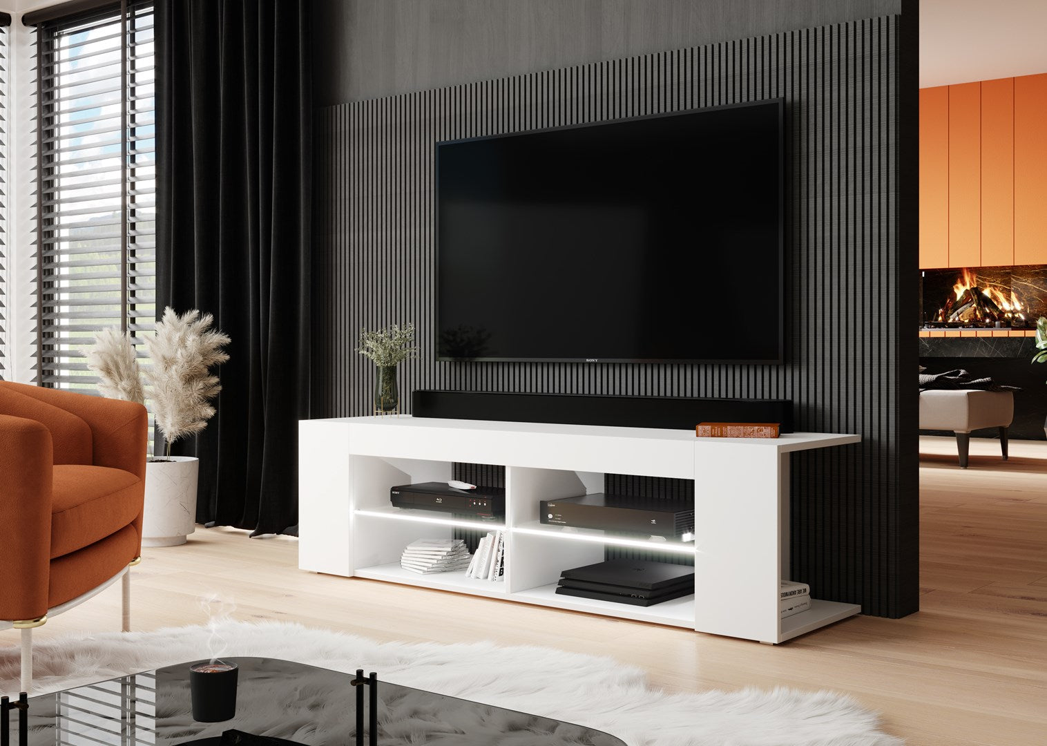 Cama TV Cabinet TEXAS 50/134/40 White/White Gloss
