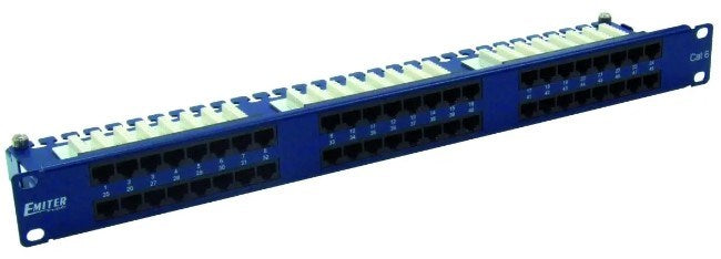 EMITER Patch Panel 19" 48xRJ45 UTP Cat.6 (1U) with Shelf, Blue DCN/3012IPRL48-C6-1U