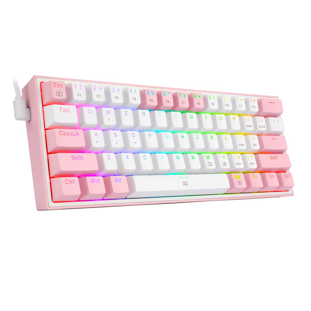 REDRAGON K617-RGB Fizz RGB White/Pink keyboard USB Pink  White
