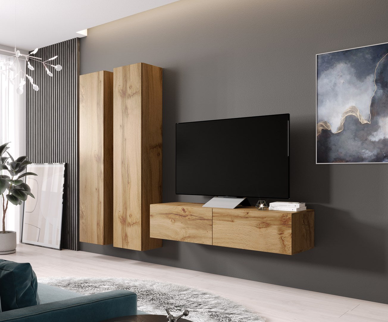 Full cabinet bed VIGO '180' 180/40/30 wotan oak