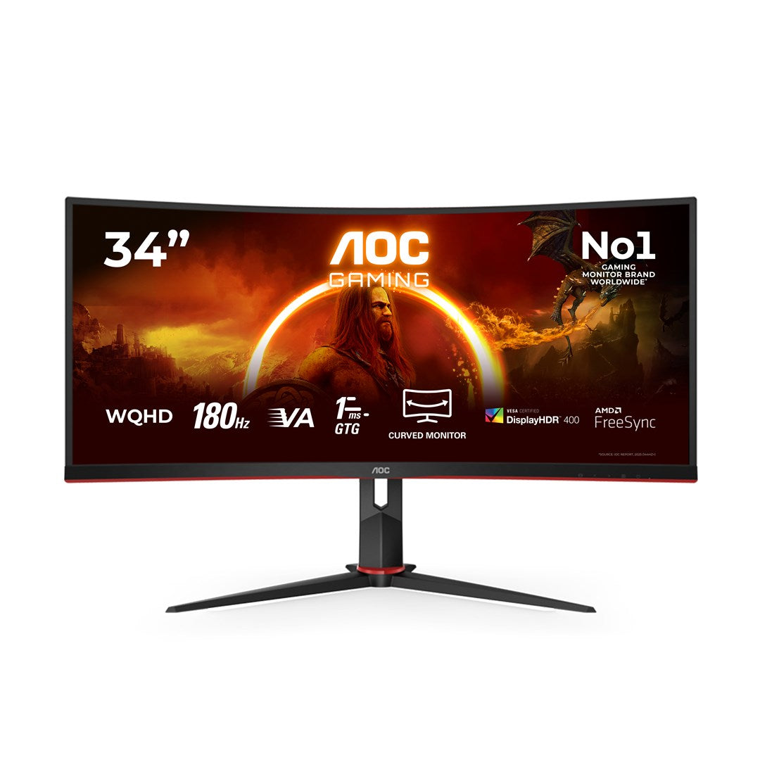 AOC Gaming CU34G2XP/BK 34" LCD Monitor Black/Red