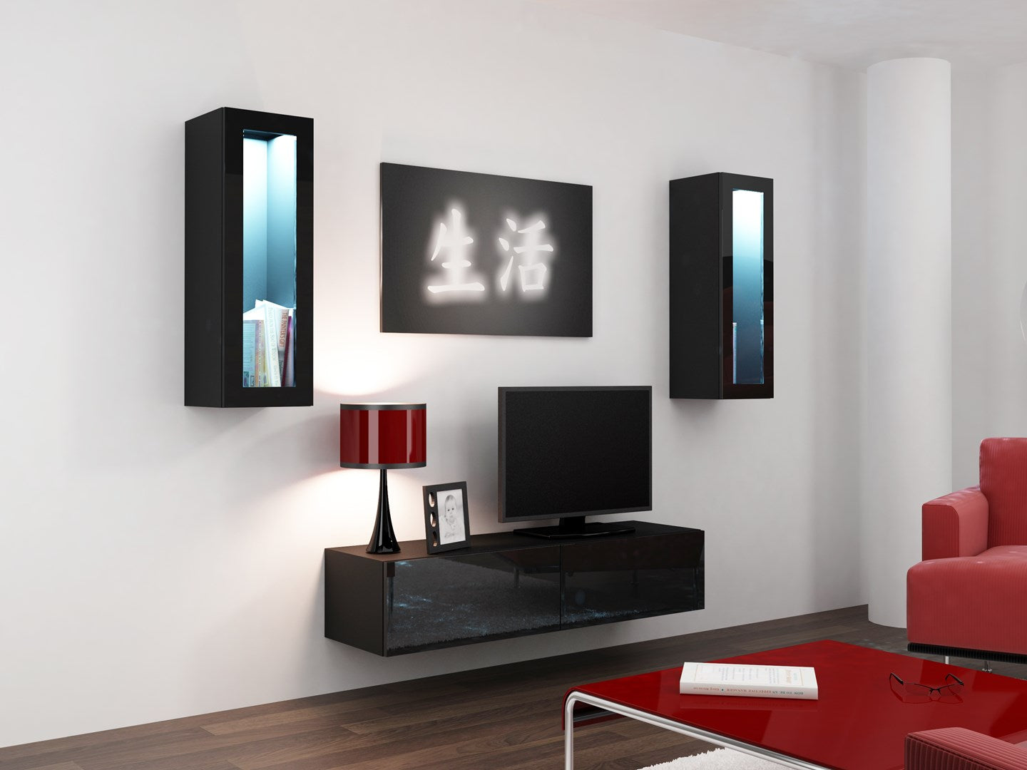 VIGO TV Stand 140 cm Black Gloss RTV VIGO140