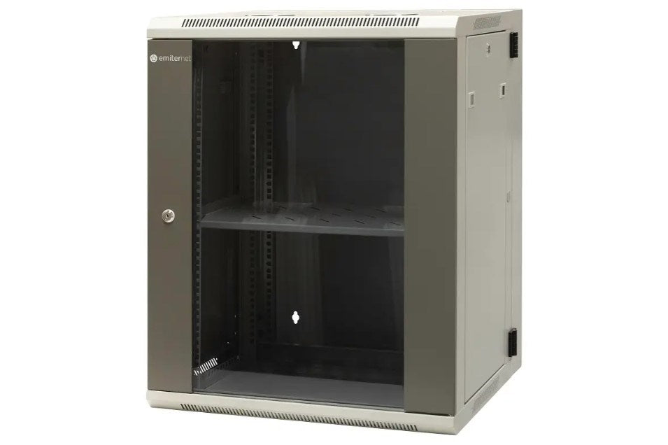 EMITER Split Hanging Cabinet 19" 15U, Metal/Glass Doors, 600×550×770 mm, EM/AH6515