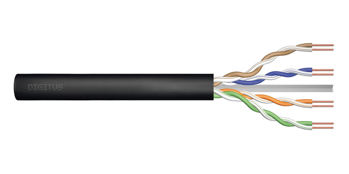 DIGITUS Gel-filled Outdoor Installation Cable cat.6 U/UTP AWG 23/1 PE 305 m Black Reel