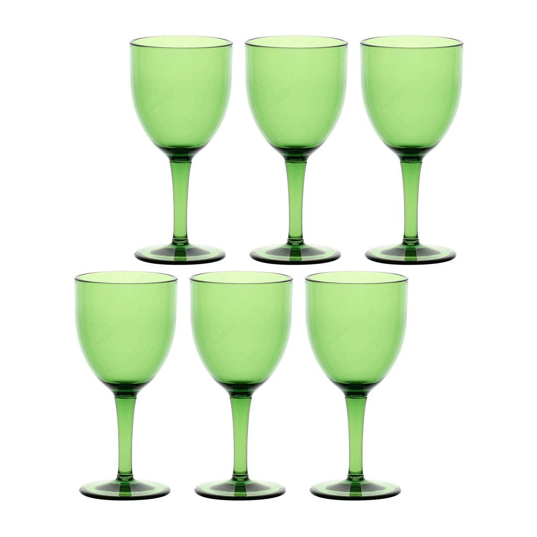 ROSE&TULIPANI FIABA Set of 6 Acrylic Wine Glasses 400 ml Green