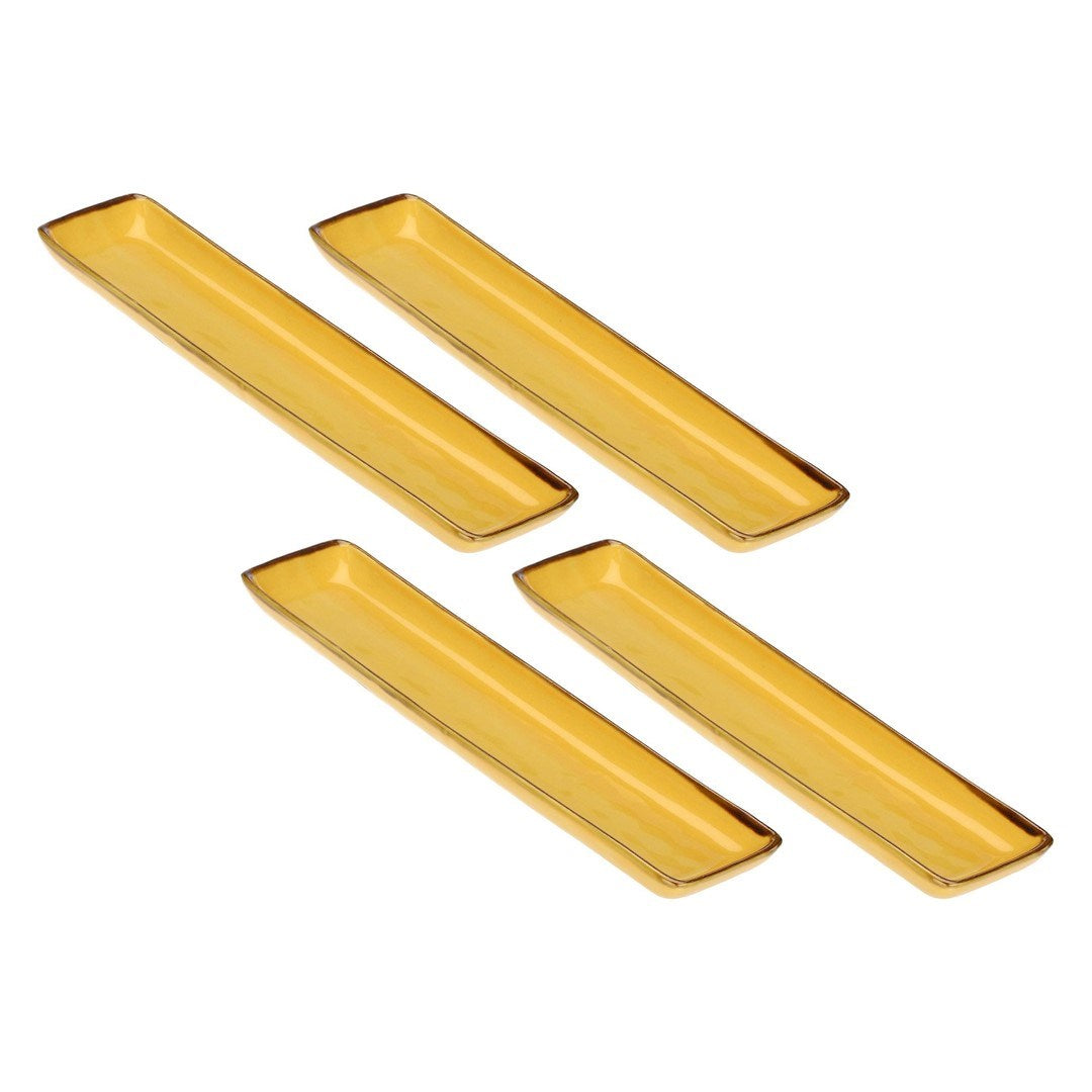 Set of 4 Concerto Ocra Rectangular Trays - Yellow  32 x 8 cm