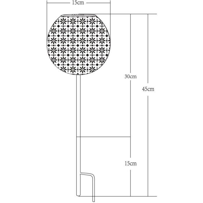 GALIX Solar-Powered Metal Decoration - Retro Design - 1 White LED - 8 Hours of Illumination
