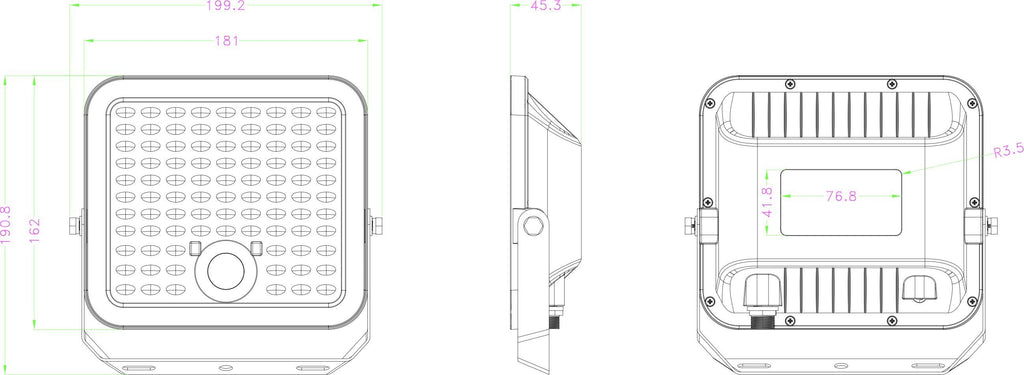 GALIX Solar LED Floodlight - G2612 - 2000 Lumens - Motion Detector