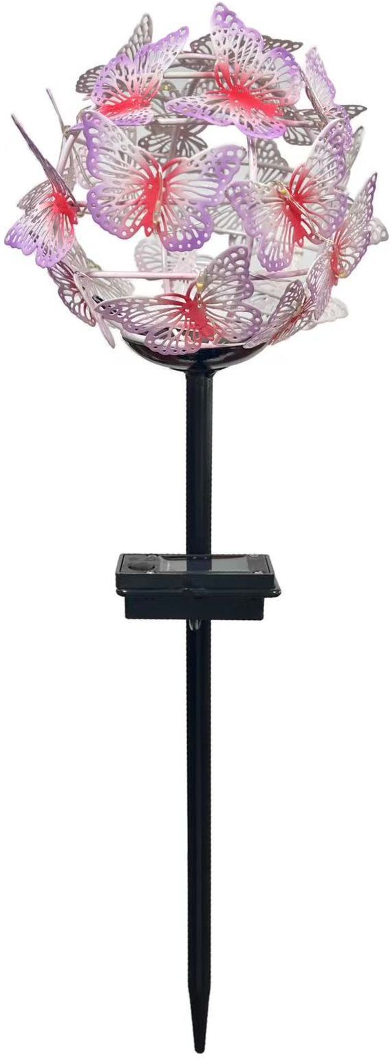 Décoration lumineuse solaire Nuée de Papillons - GALIX - G2623 - Métal - Hauteur 42 cm - 24 Micro LED - Blanc chaud - 3 Lumens