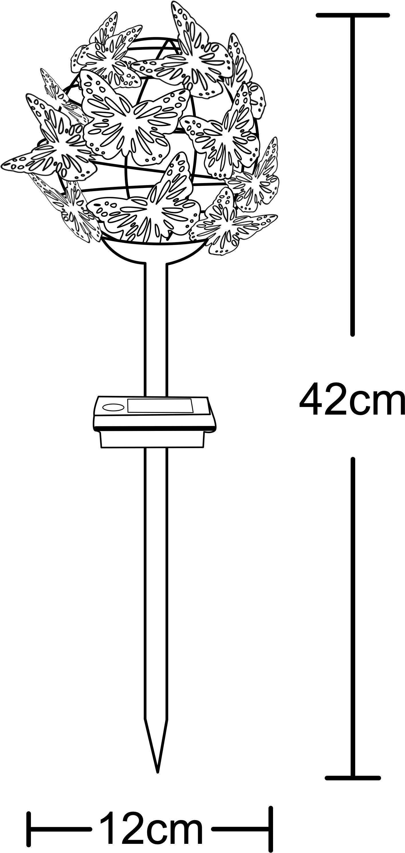 Décoration lumineuse solaire Nuée de Papillons - GALIX - G2623 - Métal - Hauteur 42 cm - 24 Micro LED - Blanc chaud - 3 Lumens