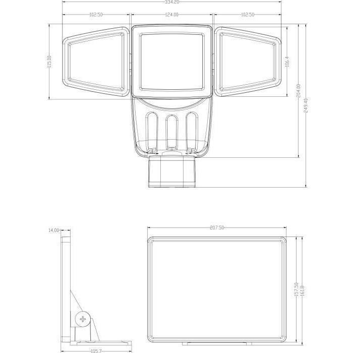 GALIX G4442 3-Head Solar Floodlight, 1500 Lumens, AUTO or Manual On Mode