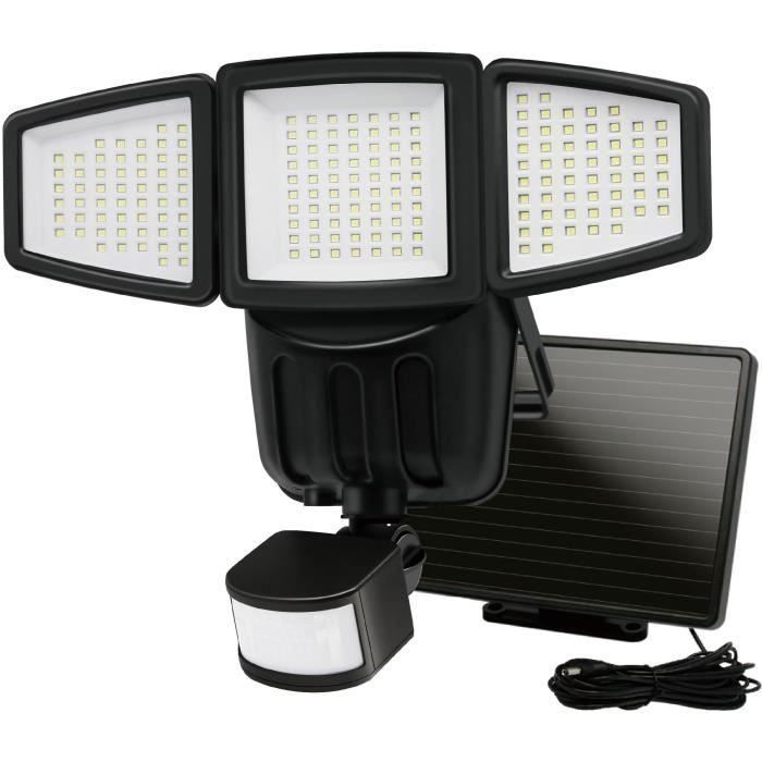 GALIX G4442 3-Head Solar Floodlight, 1500 Lumens, AUTO or Manual On Mode