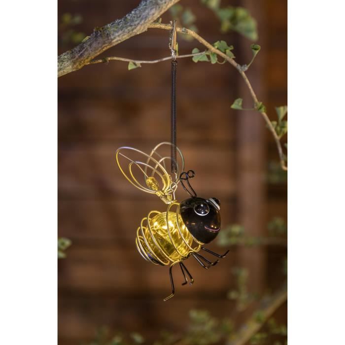GALIX Bee Solar Lamp - 4 White LEDs - 8 Hours of Light - Metal and Glass