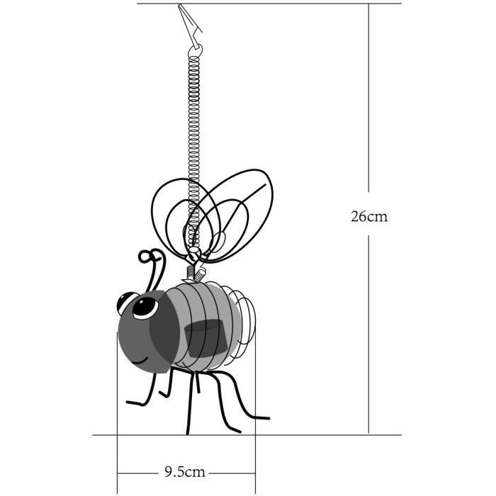 GALIX Bee Solar Lamp - 4 White LEDs - 8 Hours of Light - Metal and Glass