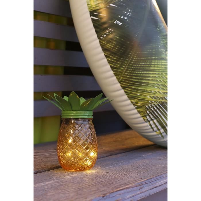 GALIX Pineapple Solar Lamp - 5 LEDs - 8 Hours of Light - Metal and Glass