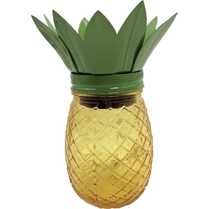 GALIX Pineapple Solar Lamp - 5 LEDs - 8 Hours of Light - Metal and Glass
