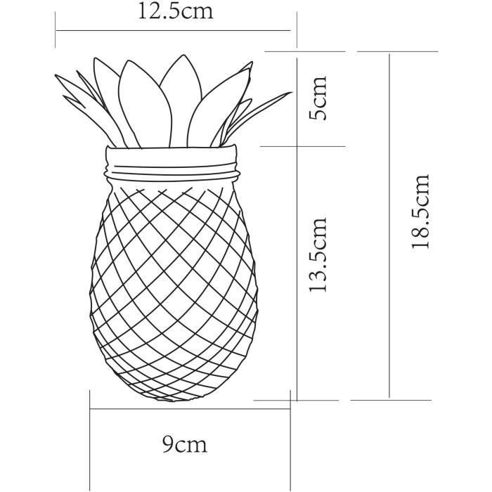 GALIX Pineapple Solar Lamp - 5 LEDs - 8 Hours of Light - Metal and Glass