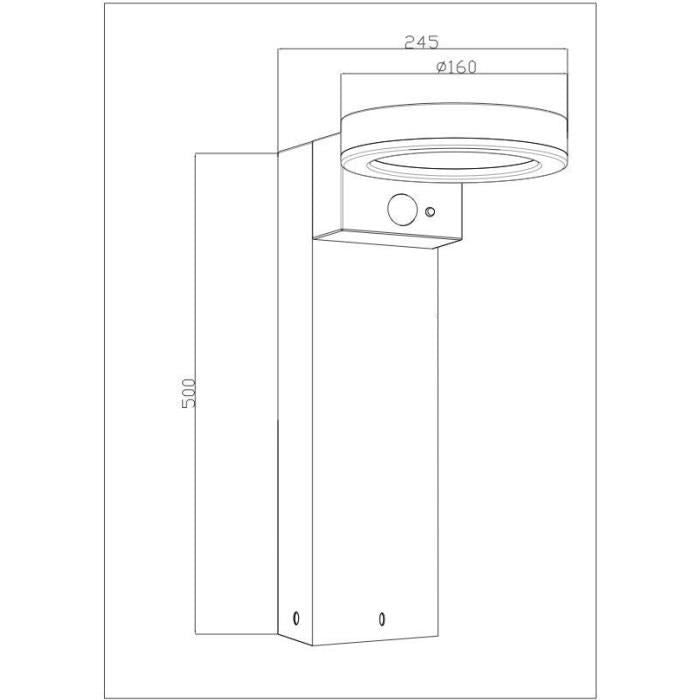 GALIX Solar Bollard - G4590B - Very Bright - Stainless Steel with Motion Sensor - H50 cm - 1000 Lumens