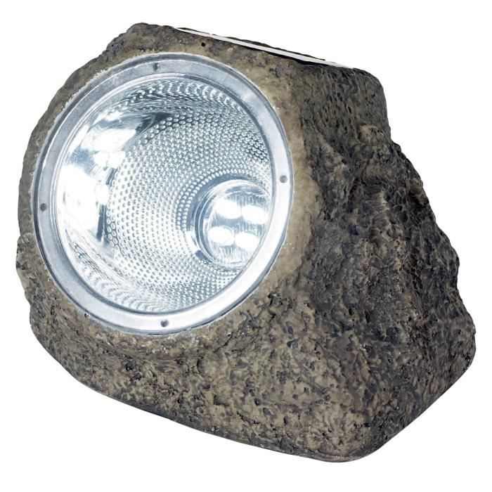 GALIX Polyresin Solar Spotlight - Rock - 10 Lumens - Brown