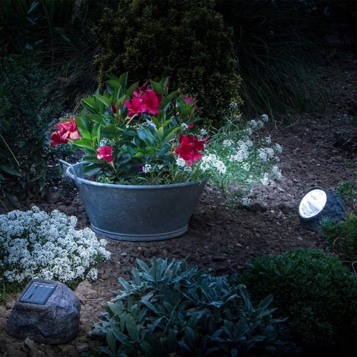 GALIX Polyresin Solar Spotlight - Rock - 10 Lumens - Brown