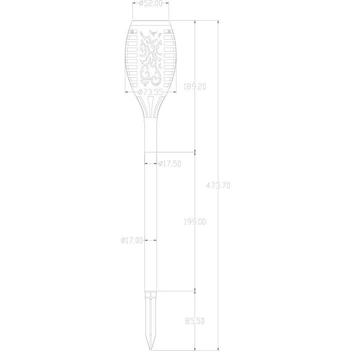 GALIX Solar Torch - Resin - 12 Flickering Amber LEDs - Ø 7.3 cm H47cm