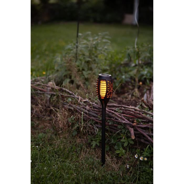 GALIX Solar Torch - Resin - 12 Flickering Amber LEDs - Ø 7.3 cm H47cm