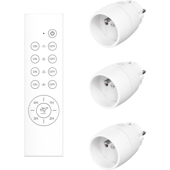 GAO Remote-Controlled Socket Set - 3 Sockets - 30 m Range - Individual ON/OFF - Timer 1-4 Hours
