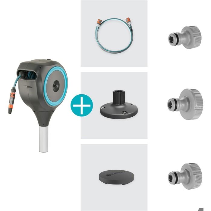 GARDENA Automatic Hose Reel - RollUp S - 15 m Length - 13 mm Hose - Patio Use