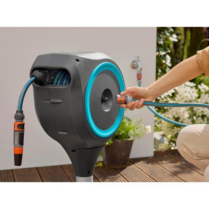 GARDENA Automatic Hose Reel - RollUp S - 15 m Length - 13 mm Hose - Patio Use