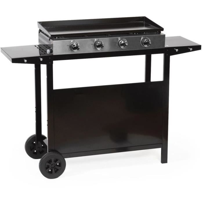 GARDEN MAX MERIDA Gas Plancha - 4 Burners - On a Cart - 127 x 46.5 x 95 cm - Enameled Steel - Cooking