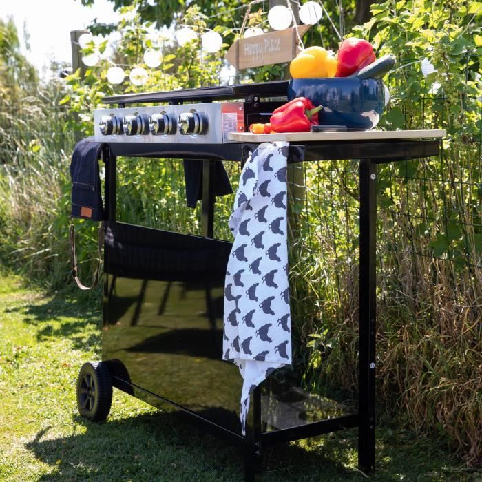 GARDEN MAX MERIDA Gas Plancha - 4 Burners - On a Cart - 127 x 46.5 x 95 cm - Enameled Steel - Cooking