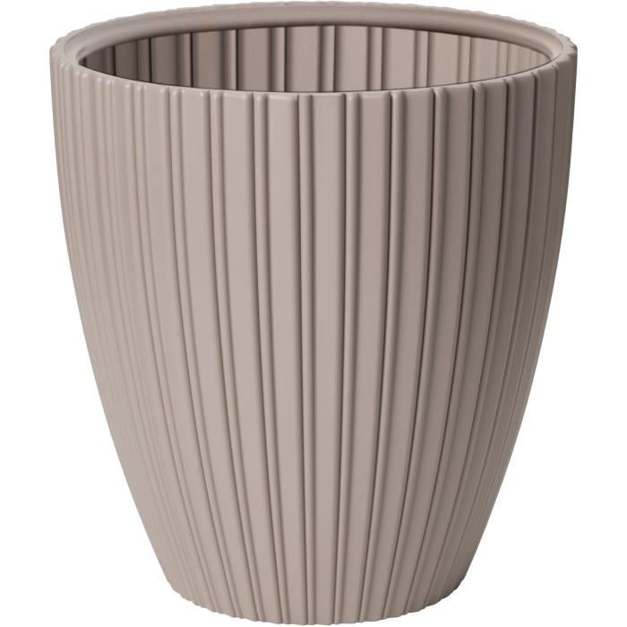 GARDEN ID Fancy Flower Pot - 40 x 42 cm - For garden, balcony or indoor use - Taupe