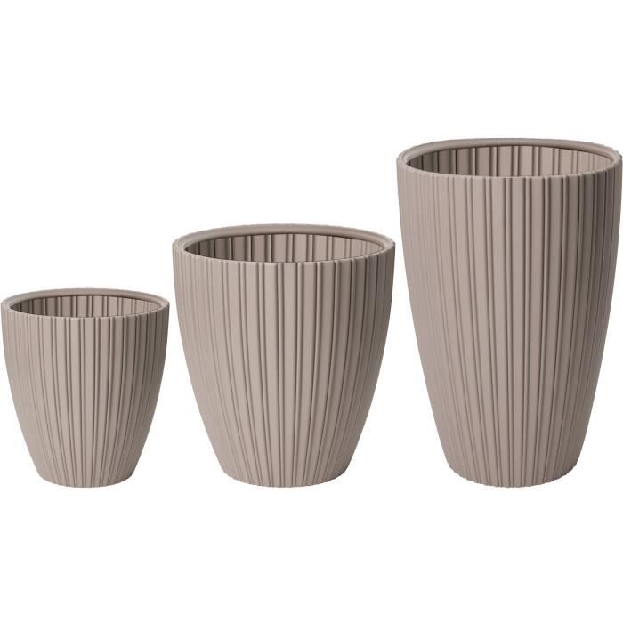 GARDEN ID Fancy Flower Pot - 40 x 42 cm - For garden, balcony or indoor use - Taupe