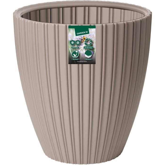 GARDEN ID Fancy Flower Pot - 40 x 42 cm - For garden, balcony or indoor use - Taupe