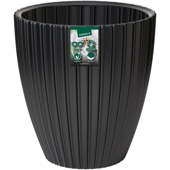 GARDEN ID Flower Pot - Fancy - 40 x 42 cm - Black - For garden, balcony or indoor use