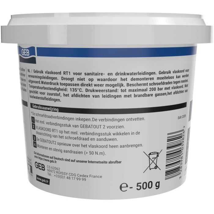 GEB Gebatout 2 Jointing Compound - Suitable for Drinking Water - 500 g Tub