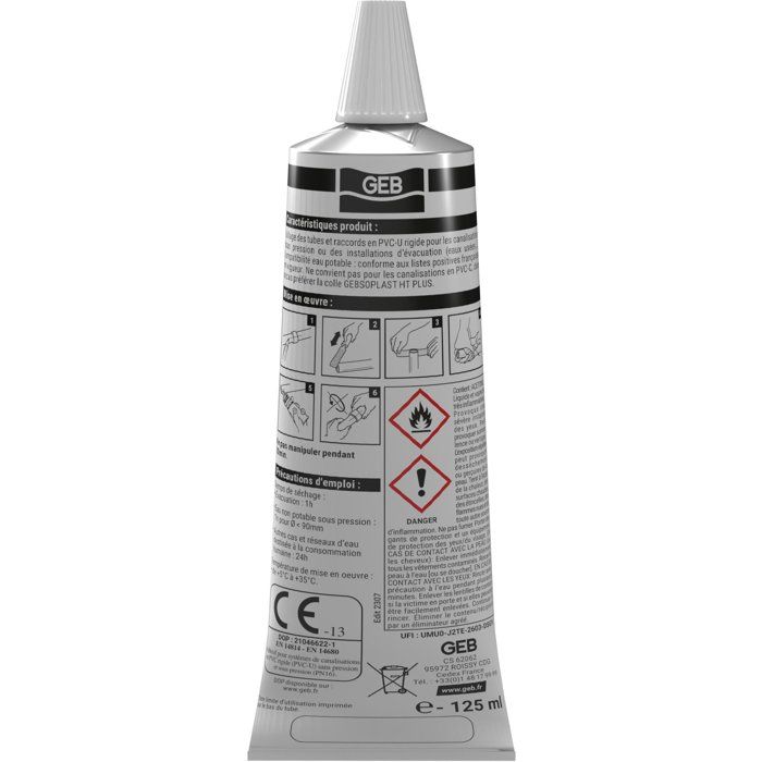 GEB Gebsoplast Gel Plus PVC Adhesive - 125 ml - For Rigid PVC Systems