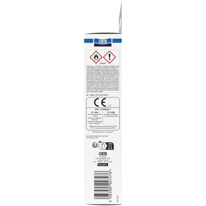 GEB Gebsoplast Gel Plus PVC Adhesive - 125 ml - For Rigid PVC Systems