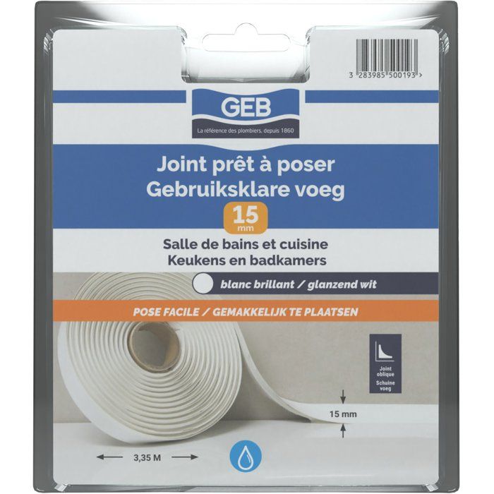GEB Ready-to-Install Joint - Width 15 mm x 3.35 m - White